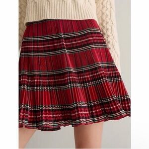 New! J.Crew sz 8 Pleated Taffeta Skirt in Red Tartan Good Tidings Plaid NWT mini